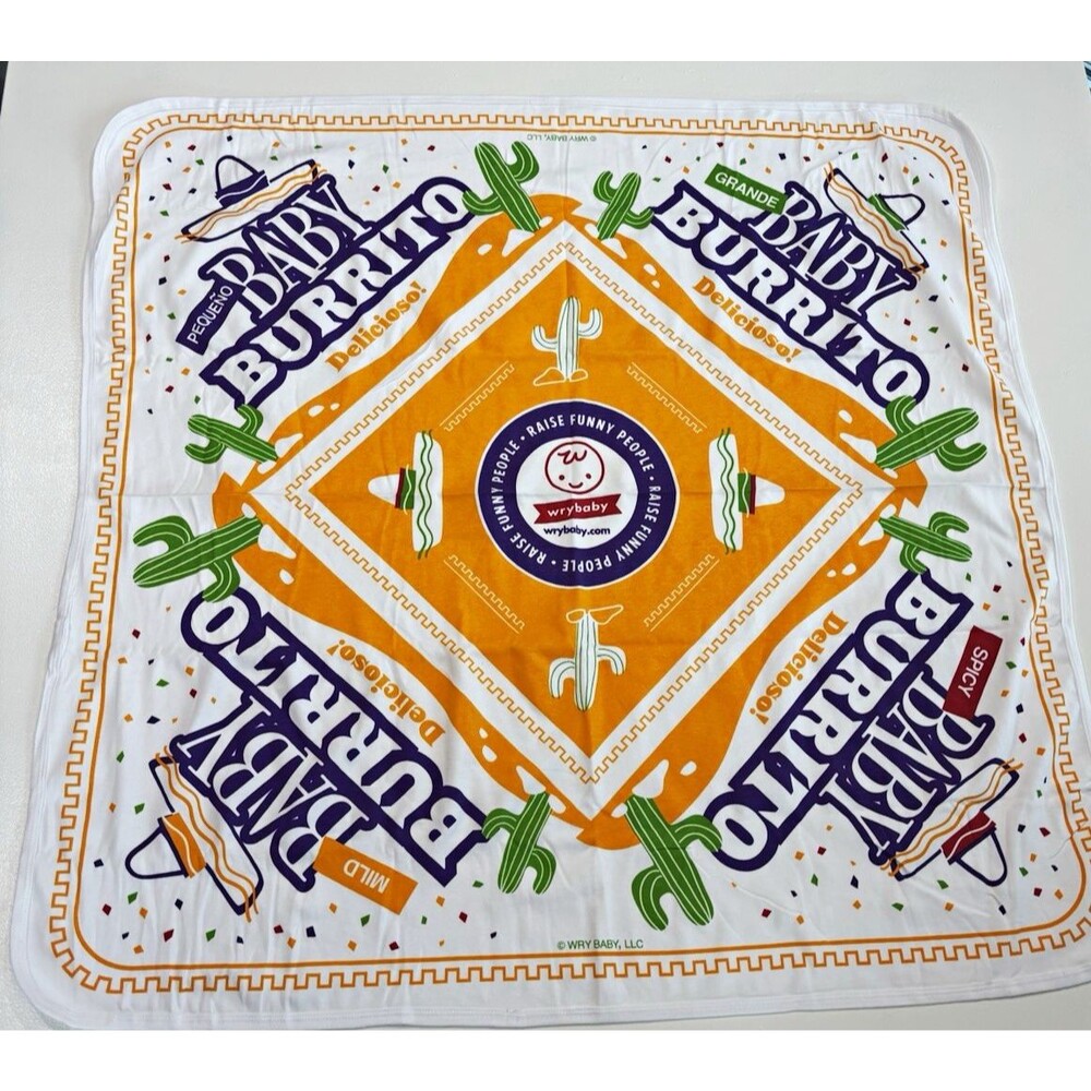Swaddling Blanket Baby Burrito Blanket 100% Cotton White Orange
